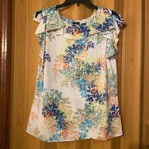 Spring Colored Floral Short Sleeve Blouse